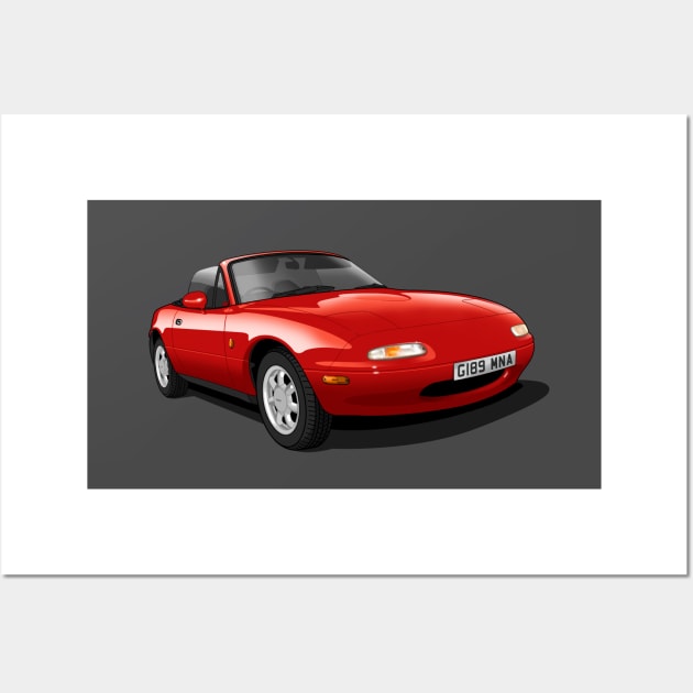 1990 Mazda MX5 in red Wall Art by candcretro